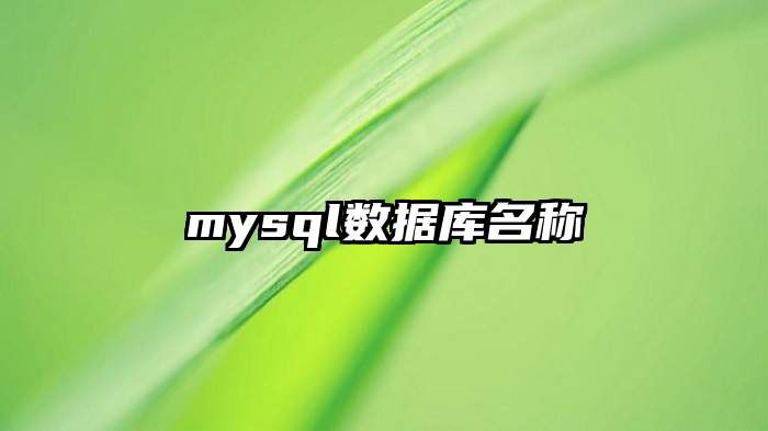 mysql数据库名称