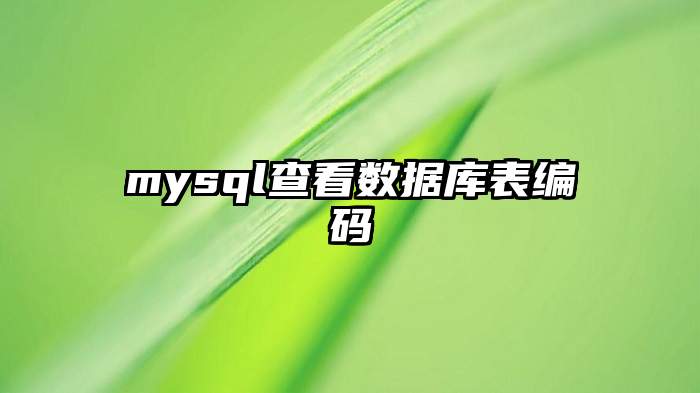 mysql查看数据库表编码