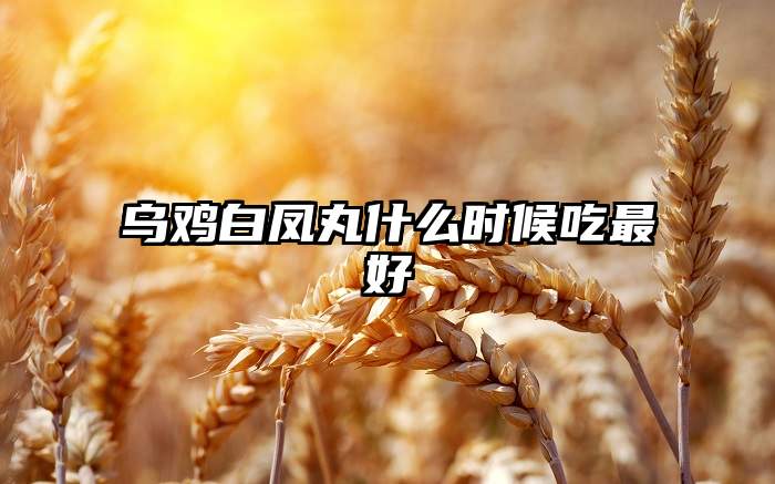 乌鸡白凤丸什么时候吃最好