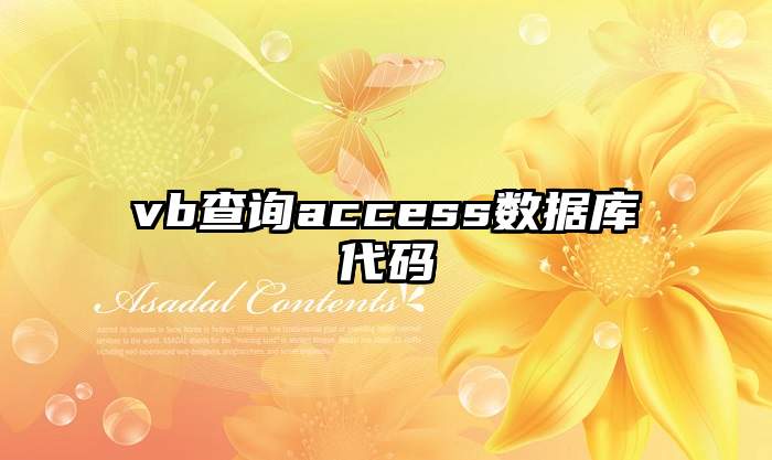 vb查询access数据库代码