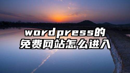 wordpress的免费网站怎么进入