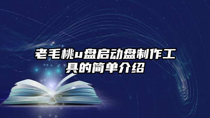 老毛桃u盘启动盘制作工具的简单介绍