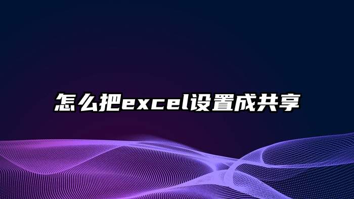 怎么把excel设置成共享