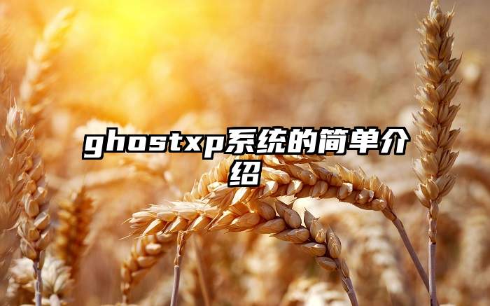 ghostxp系统的简单介绍