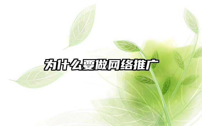 为什么要做网络推广