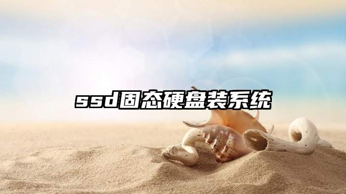 ssd固态硬盘装系统