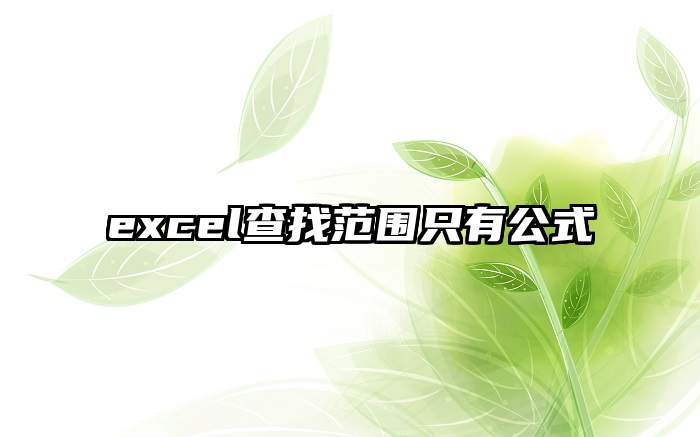 excel查找范围只有公式