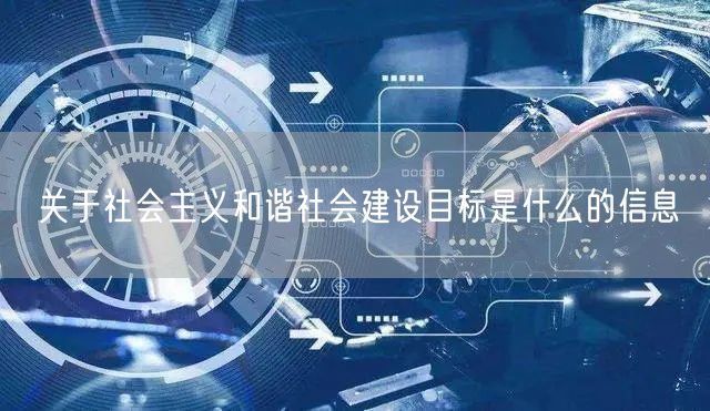 关于社会主义和谐社会建设目标是什么的信息