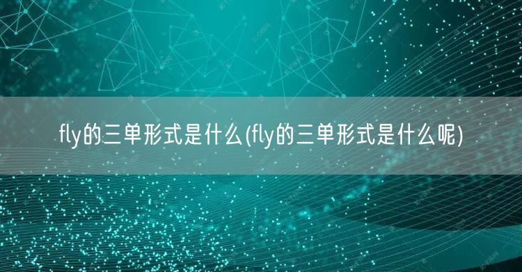 fly的三单形式是什么(fly的三单形式是什么呢)