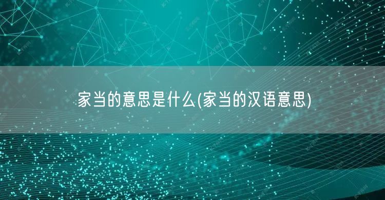 家当的意思是什么(家当的汉语意思)