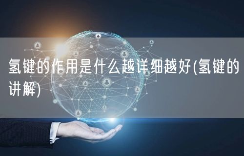 氢键的作用是什么越详细越好(氢键的讲解)