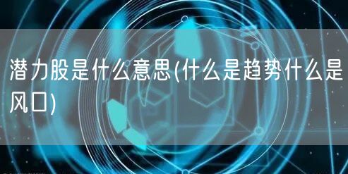 潜力股是什么意思(什么是趋势什么是风口)