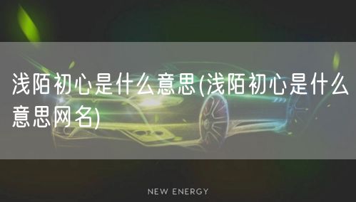 浅陌初心是什么意思(浅陌初心是什么意思网名)